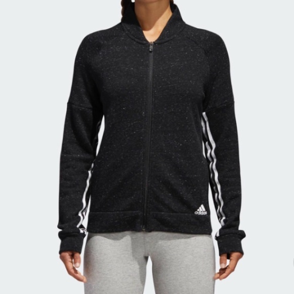 Adidas gray three stripe track jacket sweatshirt